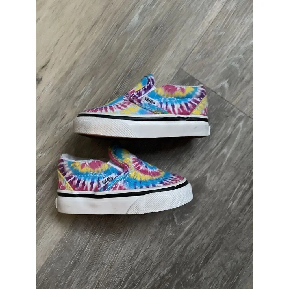 Vans Toddler Slip On Rainbow Tie Dye Shoes. Size